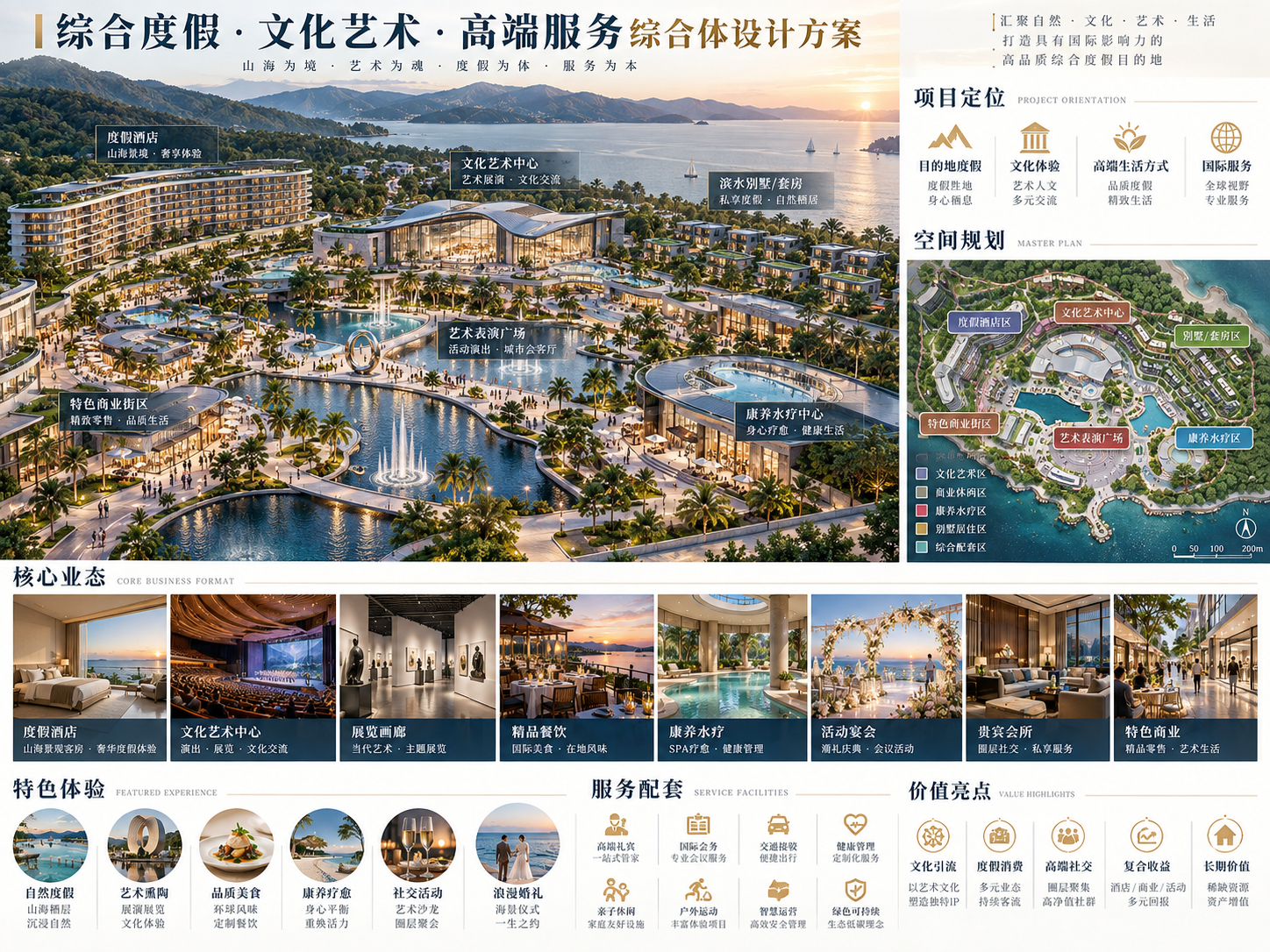 Integrated resort, culture, wellness and premium services concept master plan